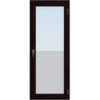 Прозрачная, одностворчатая балконная дверь из лиственницы Палисандр